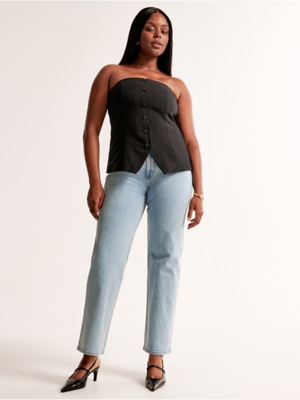 Abercrombie 90s Straight High Rise Jeans Light Blue Vintage Wash Size 27/4